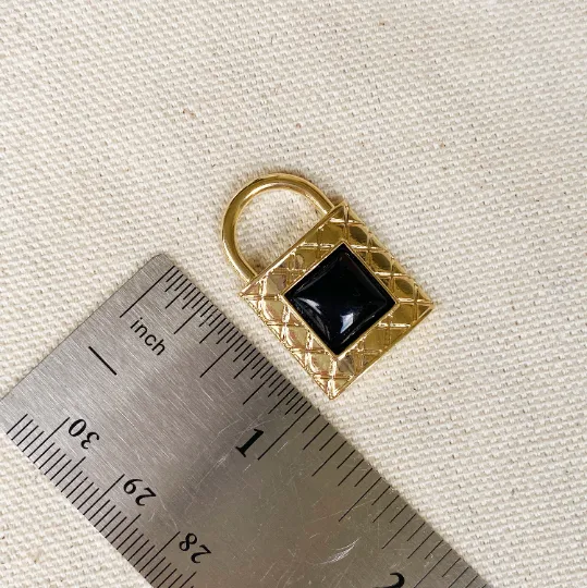 18k Gold Filled Diamond Cut Pattern Lock Pendant