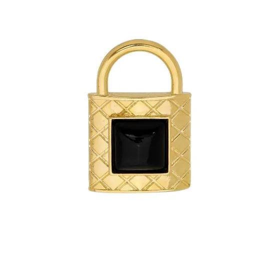 18k Gold Filled Diamond Cut Pattern Lock Pendant