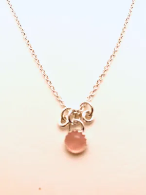 6 mm Stone Necklace, Silver and Rose Quartz