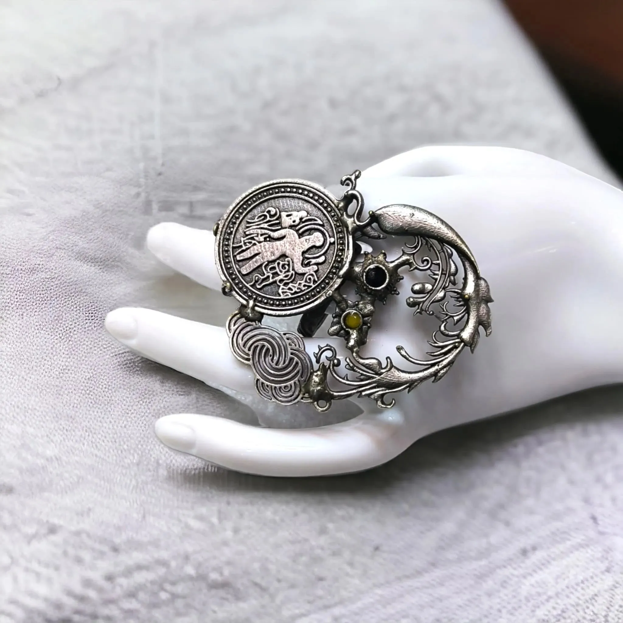 Aashvi Silver Lookalike Oxidised Fusion Ring