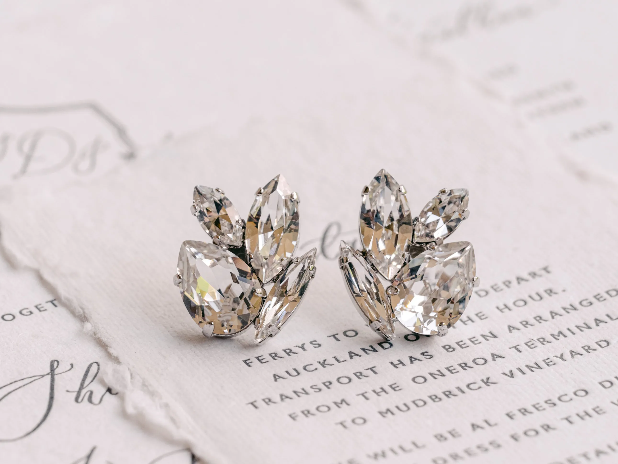Acacia - Silver Swarovski Bridal Cluster Stud Earrings