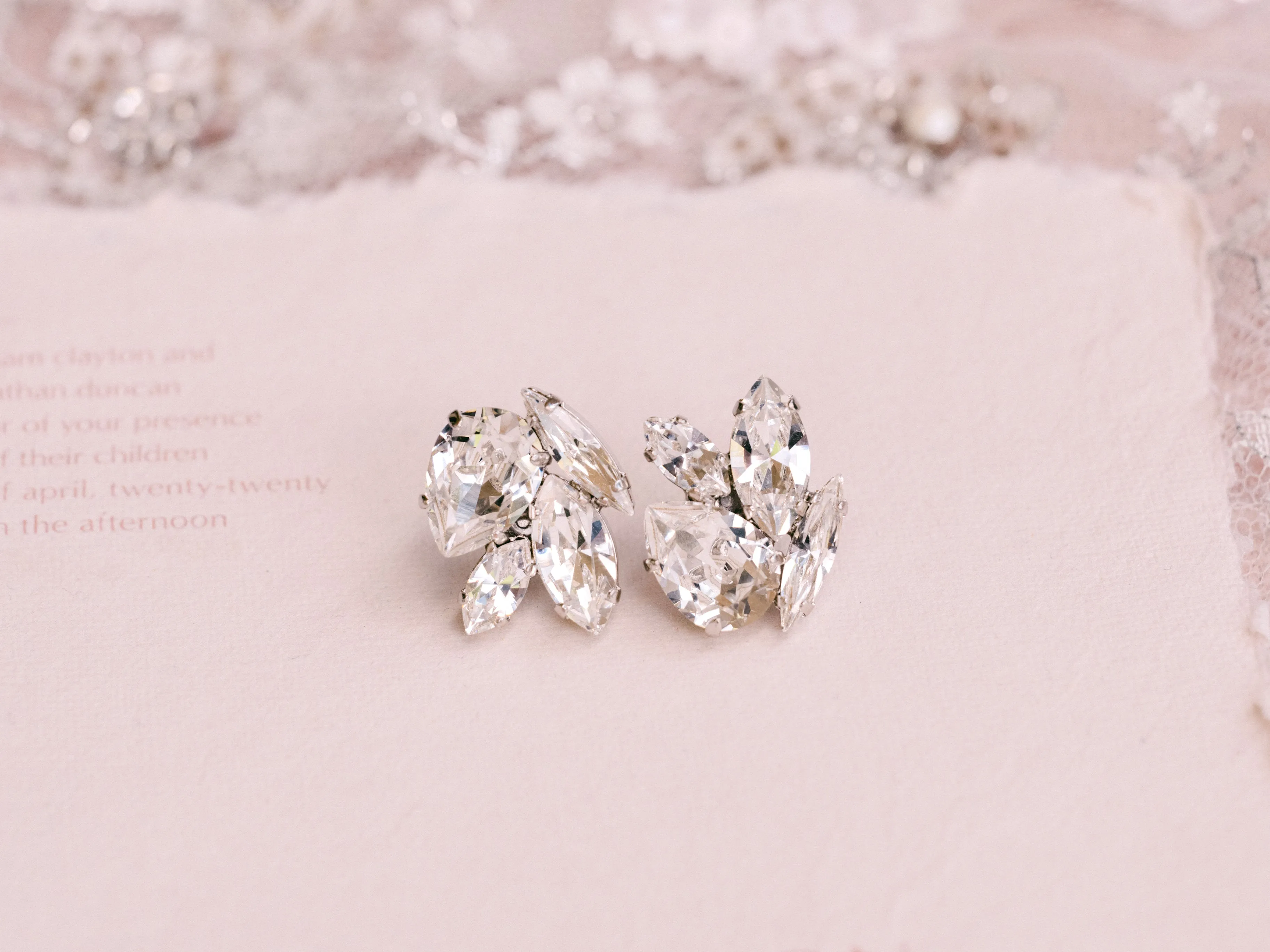 Acacia - Silver Swarovski Bridal Cluster Stud Earrings