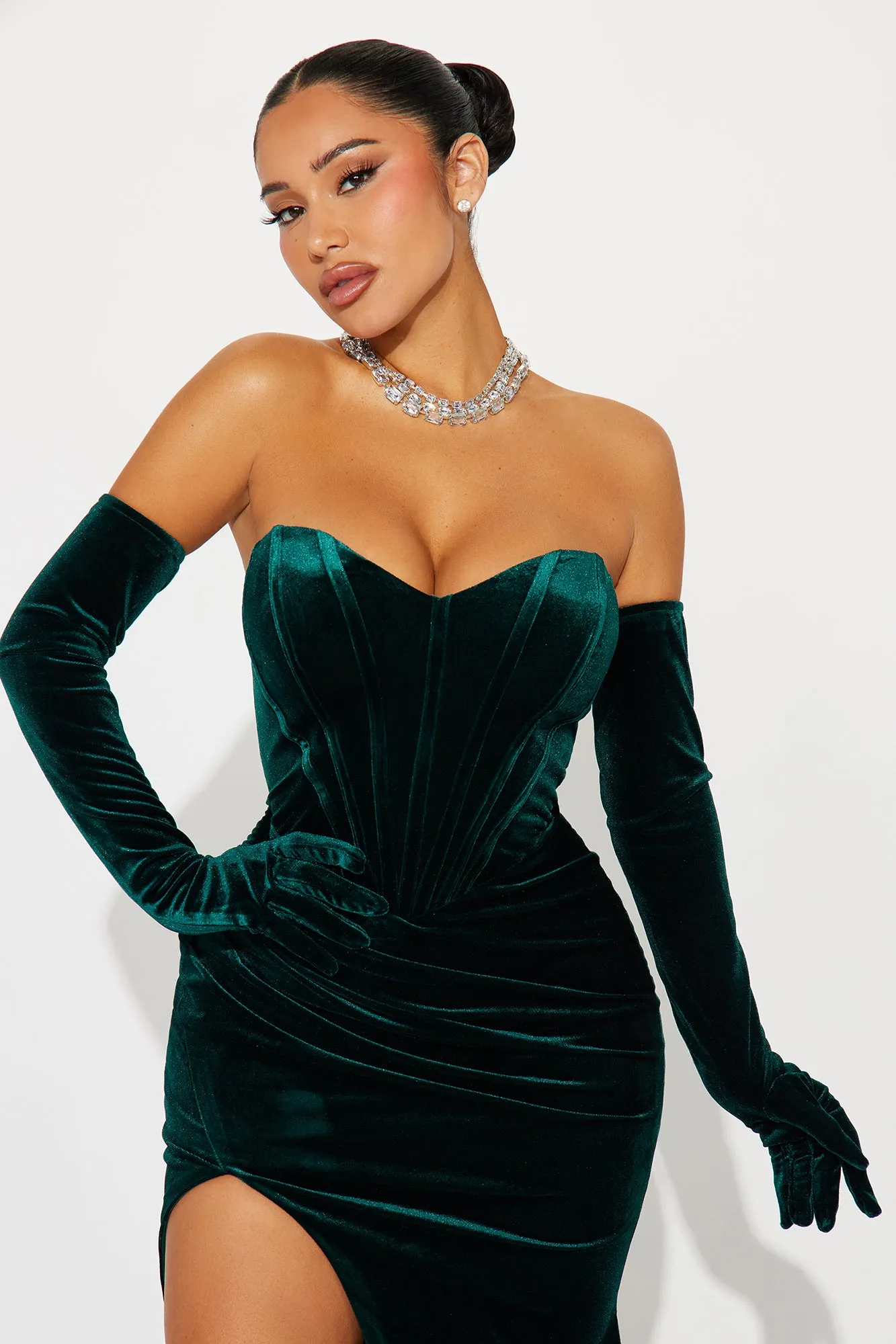 Adeline Velvet Gown - Hunter