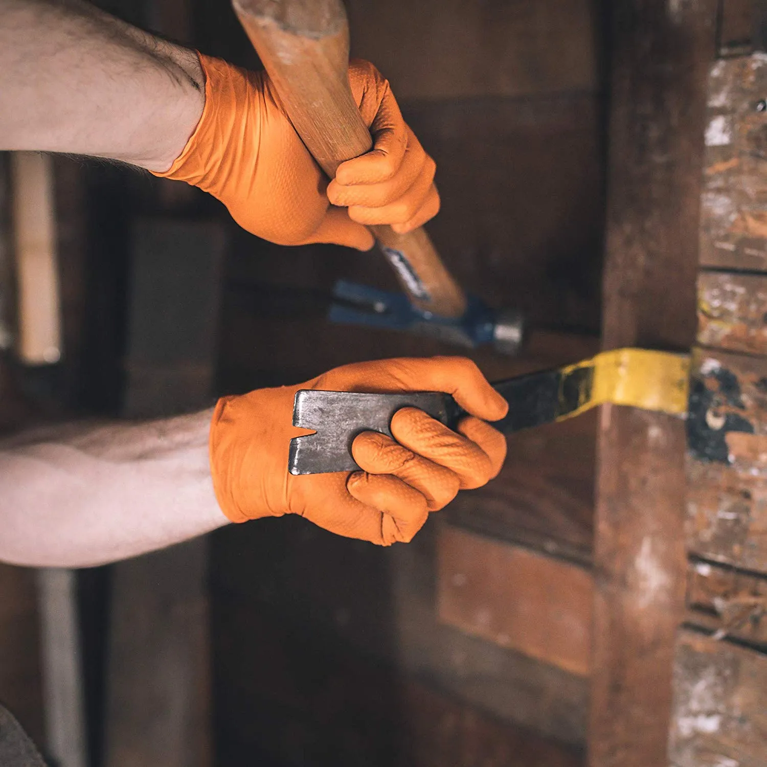 AMMEX® Gloveworks® HD Orange Nitrile Powder Free Industrial Gloves