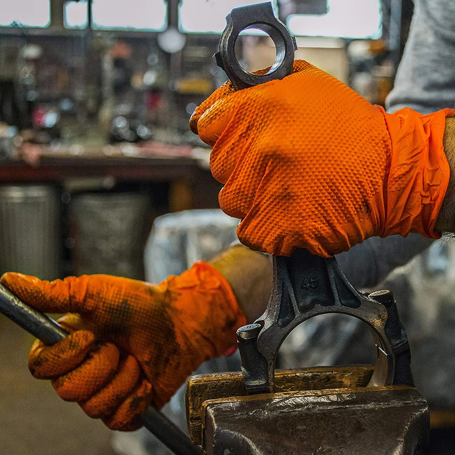 AMMEX® Gloveworks® HD Orange Nitrile Powder Free Industrial Gloves