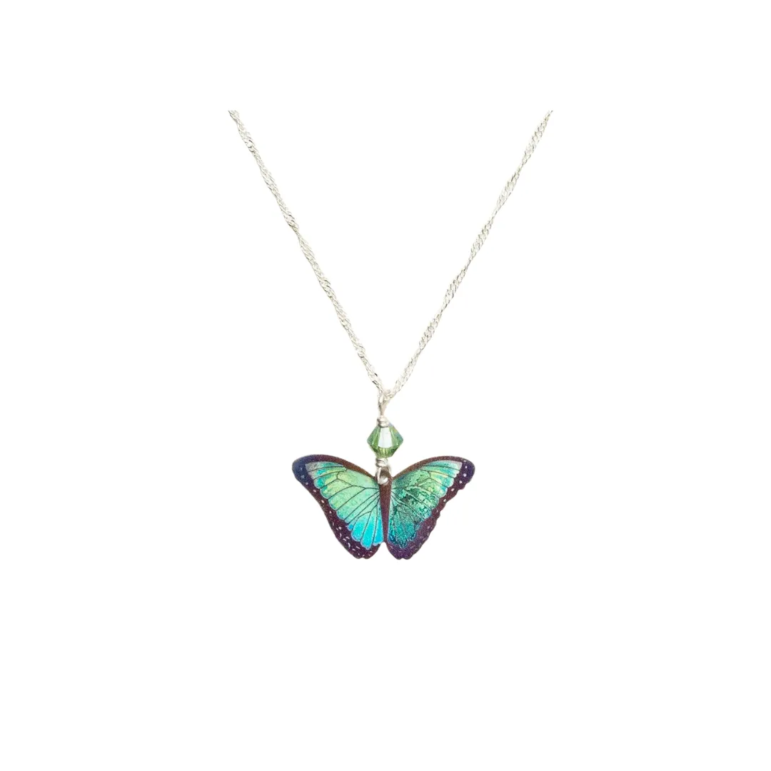 Bella Butterfly Necklace in Green Flash