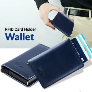 Bitza Ultra Slim Genuine Leather Card Holder Wallet with RFID Protection