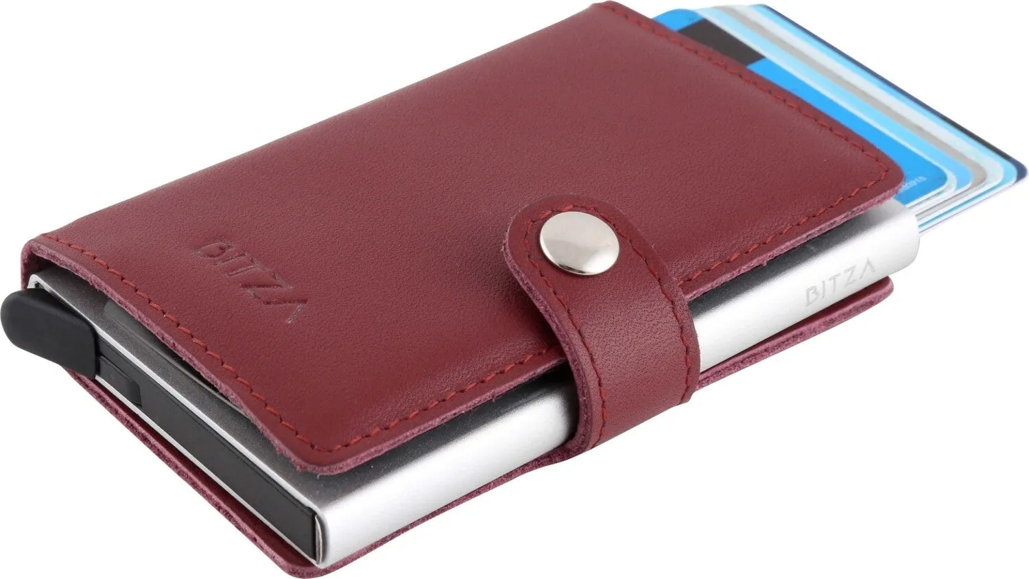 Bitza Ultra Slim Genuine Leather Card Holder Wallet with RFID Protection