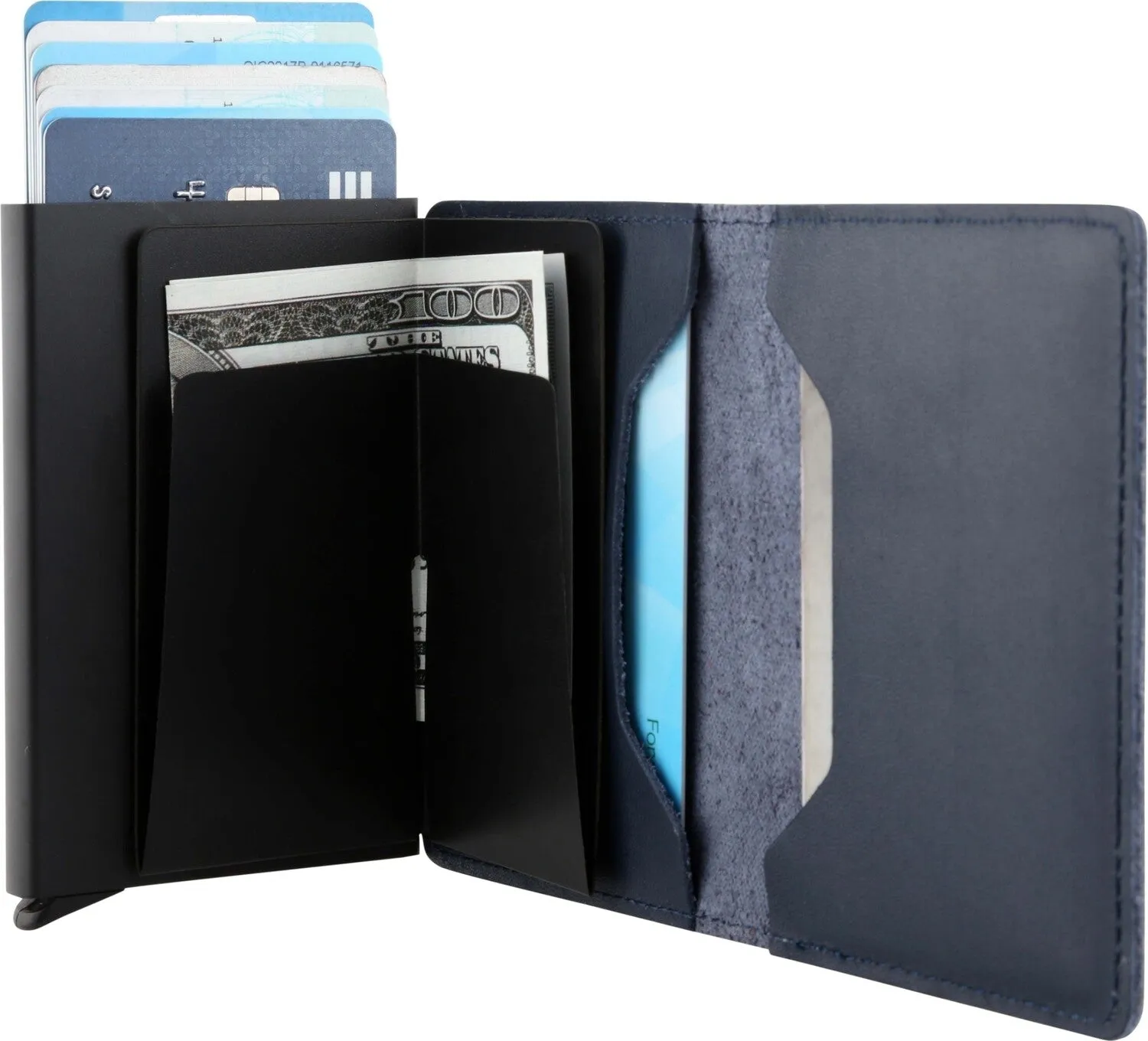 Bitza Ultra Slim Genuine Leather Card Holder Wallet with RFID Protection