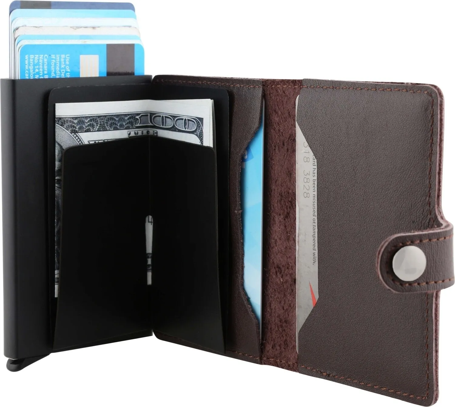 Bitza Ultra Slim Genuine Leather Card Holder Wallet with RFID Protection