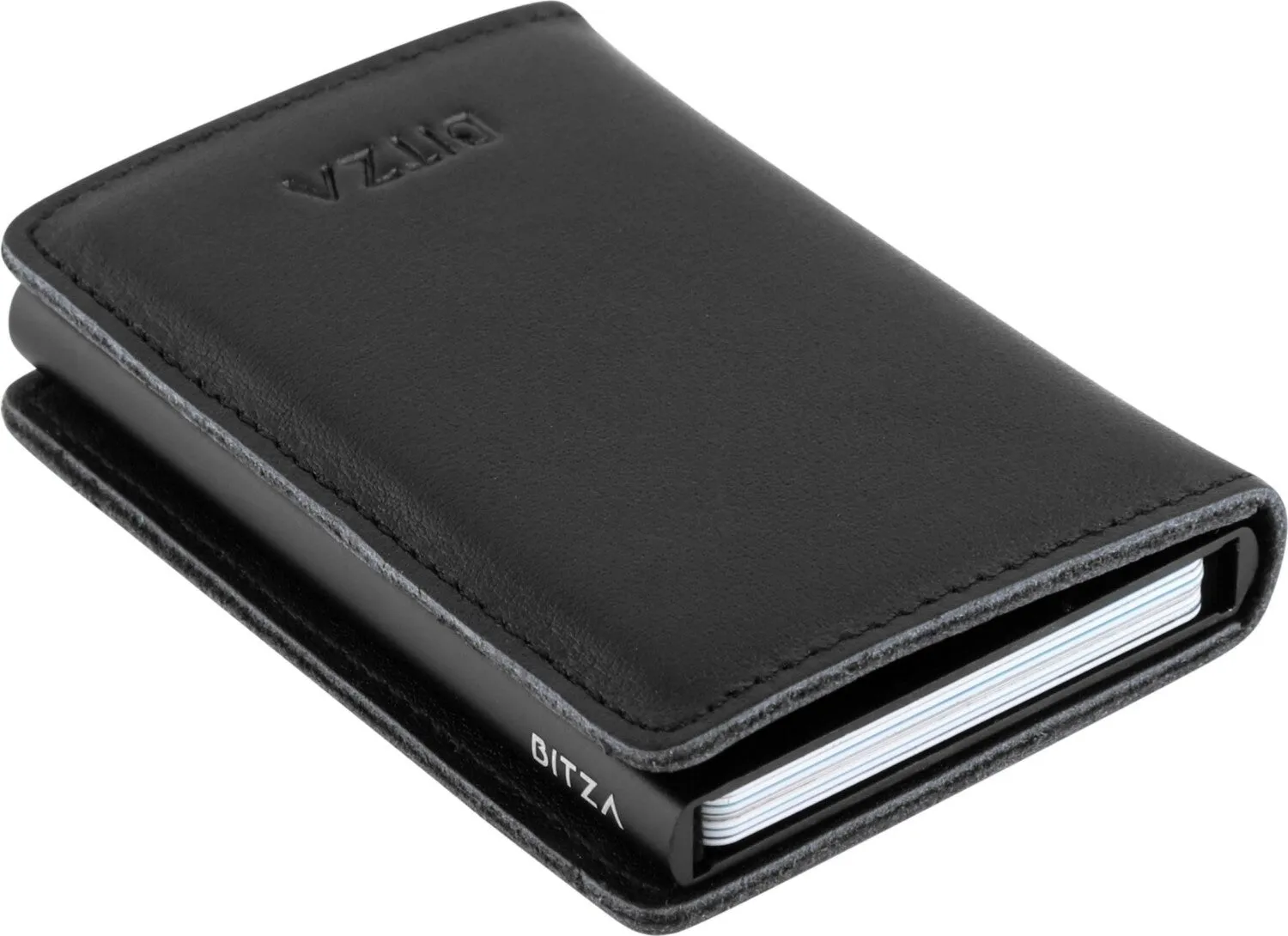 Bitza Ultra Slim Genuine Leather Card Holder Wallet with RFID Protection