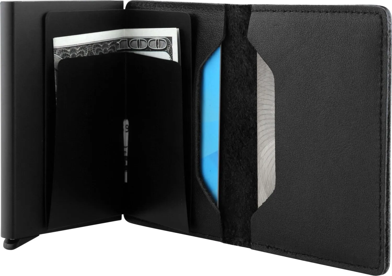 Bitza Ultra Slim Genuine Leather Card Holder Wallet with RFID Protection