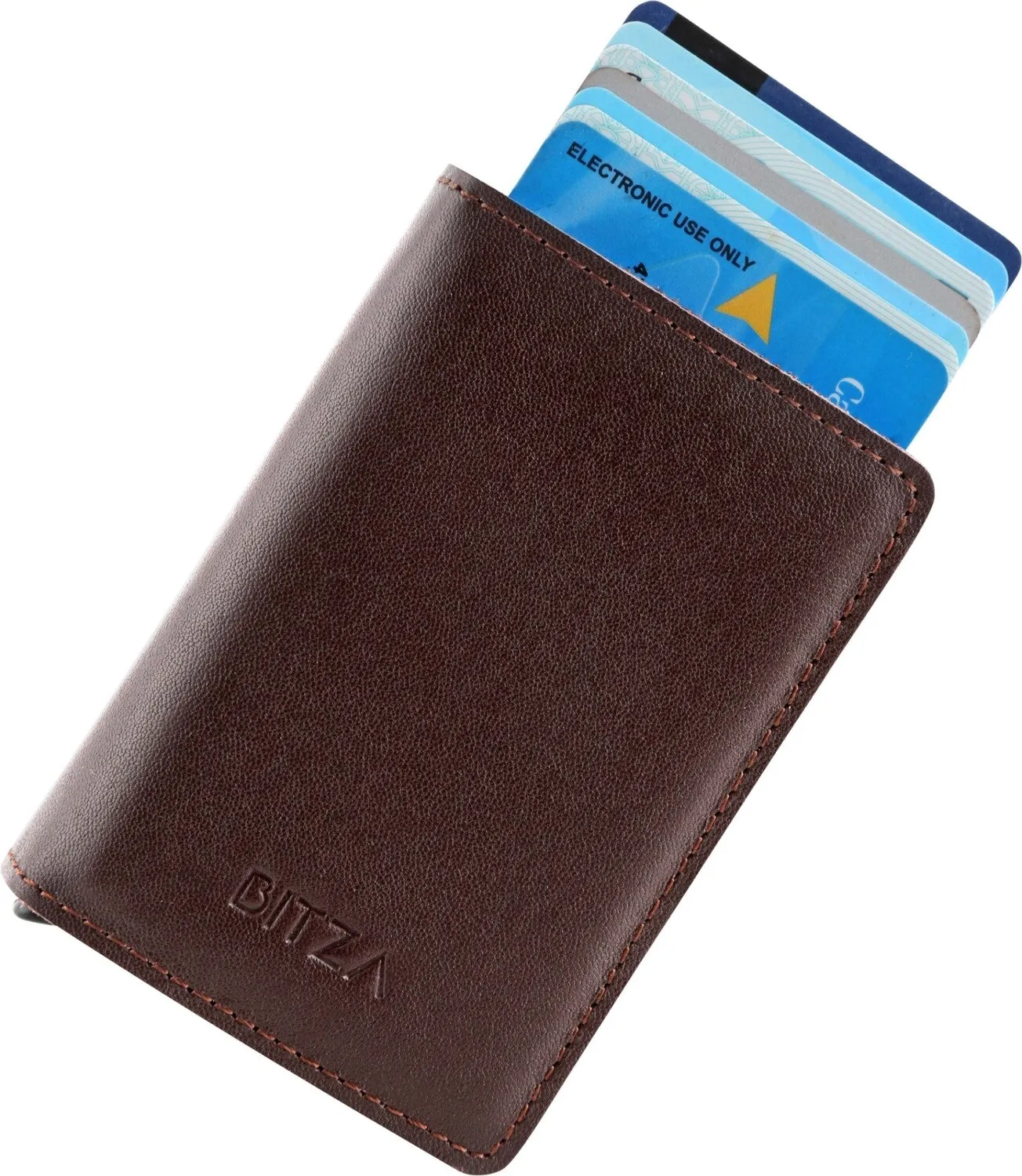 Bitza Ultra Slim Genuine Leather Card Holder Wallet with RFID Protection