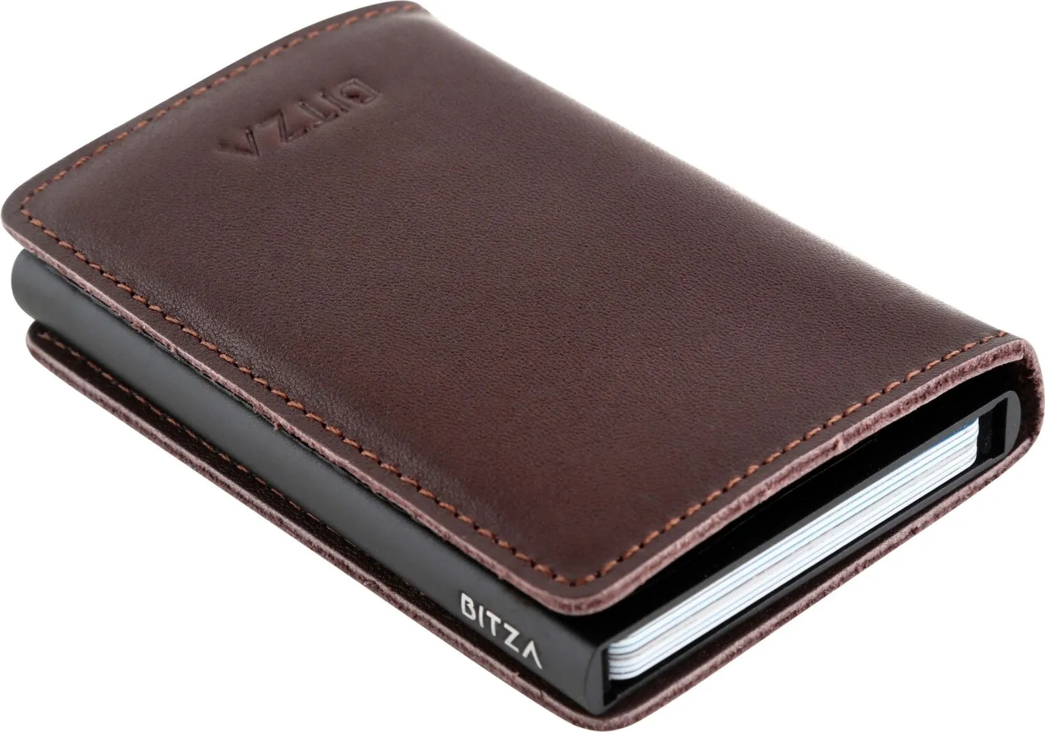 Bitza Ultra Slim Genuine Leather Card Holder Wallet with RFID Protection