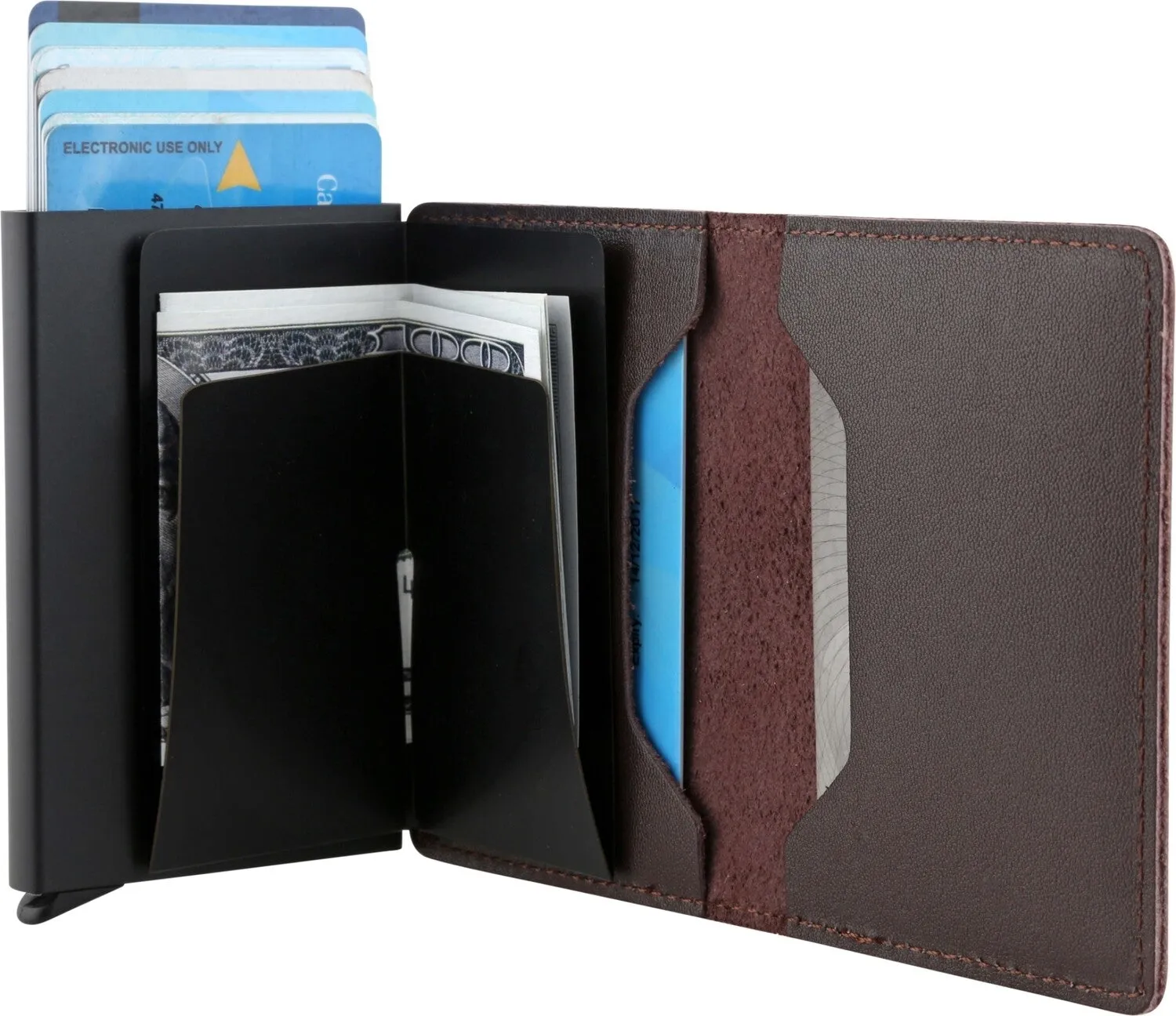 Bitza Ultra Slim Genuine Leather Card Holder Wallet with RFID Protection