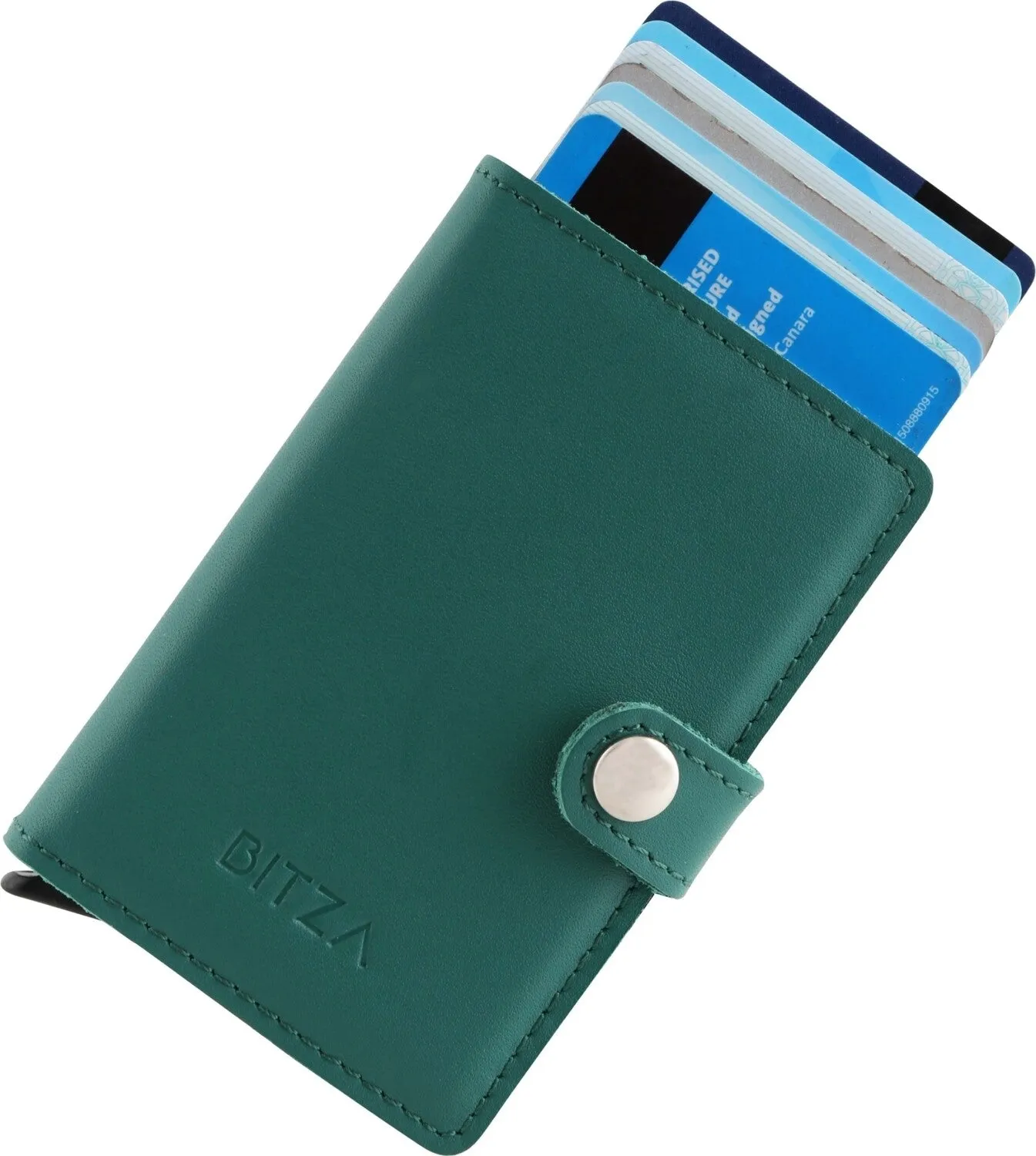 Bitza Ultra Slim Genuine Leather Card Holder Wallet with RFID Protection