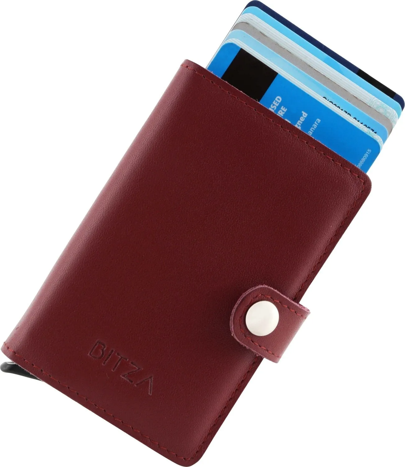 Bitza Ultra Slim Genuine Leather Card Holder Wallet with RFID Protection