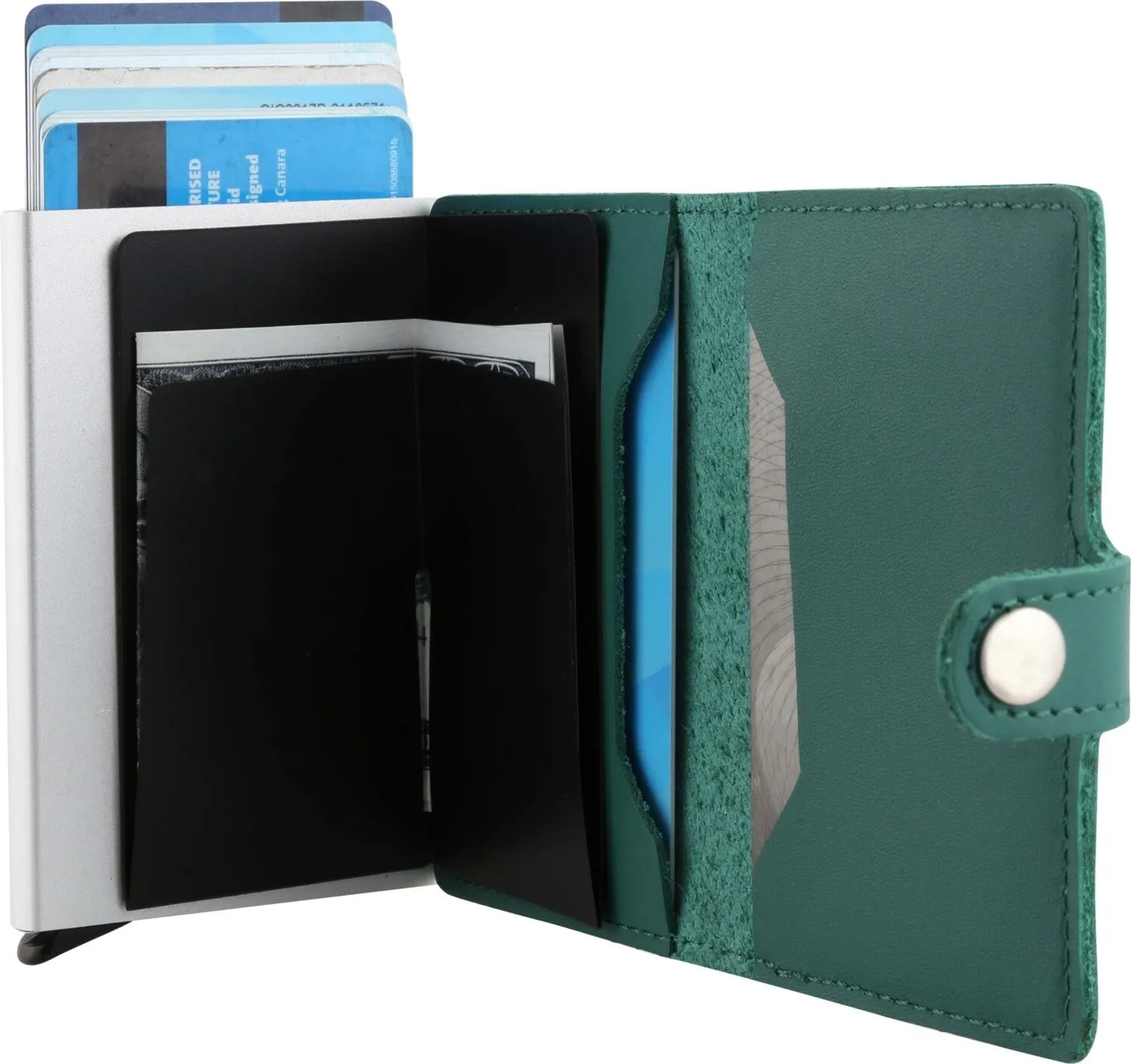 Bitza Ultra Slim Genuine Leather Card Holder Wallet with RFID Protection