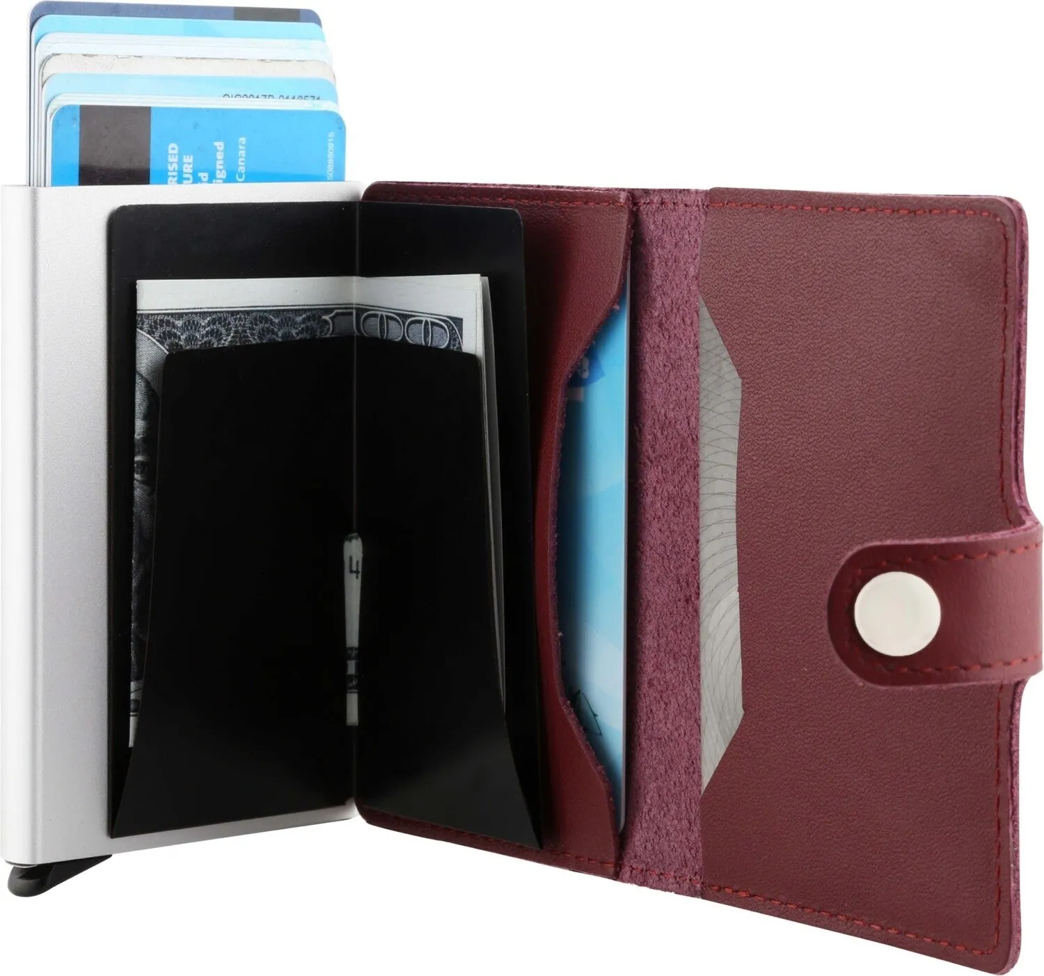 Bitza Ultra Slim Genuine Leather Card Holder Wallet with RFID Protection