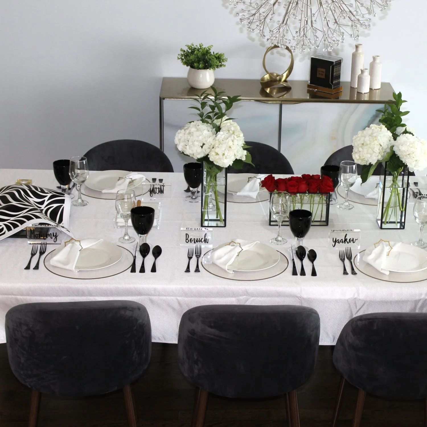 Black, White, & Gold Tablescape