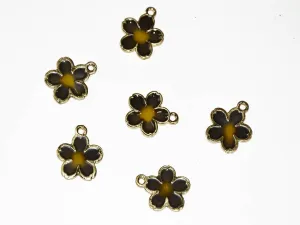 Black Yellow Flower Charms