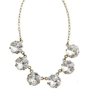 Catherine Popesco 14k Gold Plated Crystal Round Necklace, 16"   2" Extender 1257G Clear