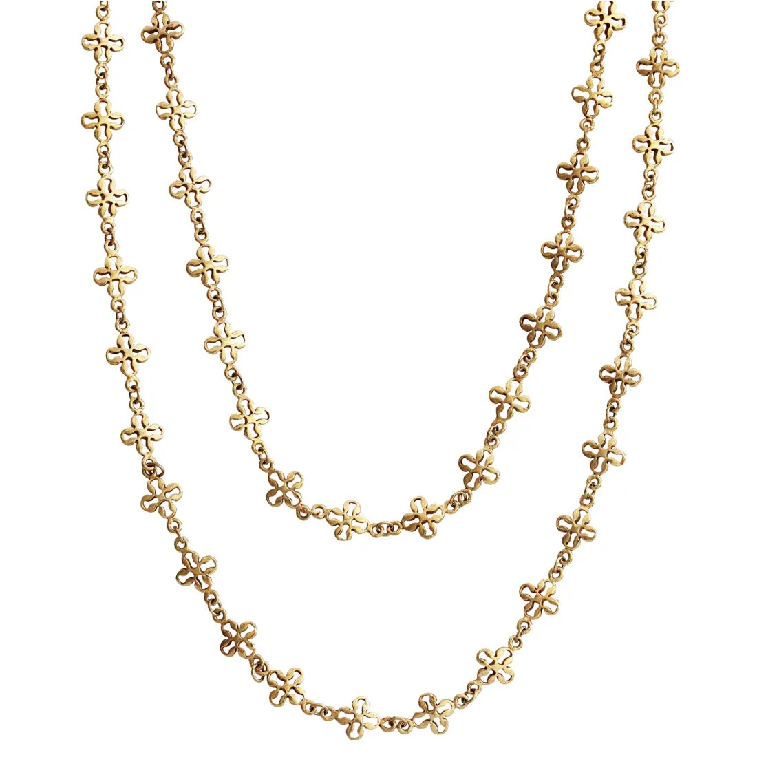 Catherine Popesco 14k Gold Plated Lotus Clover Fancy Long Chain Layering Necklace, 1599RLG