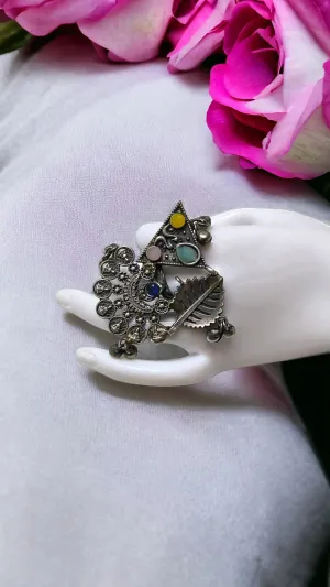 Charvi Silver Lookalike Oxidised Fusion Ring