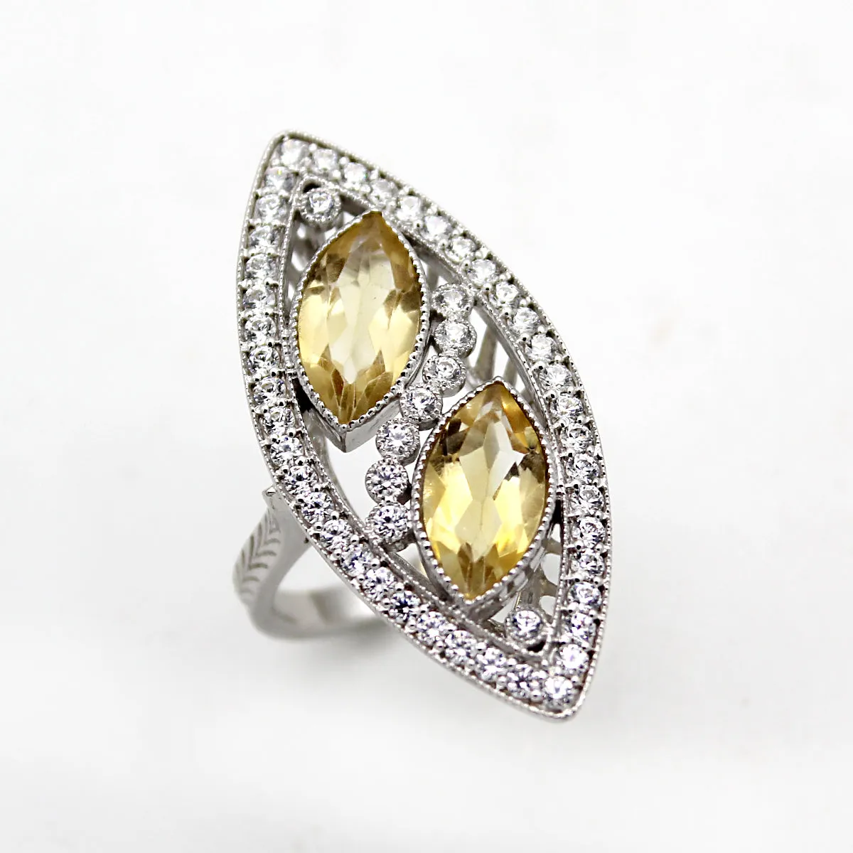 Citrine Edwardian Style Statement Ring