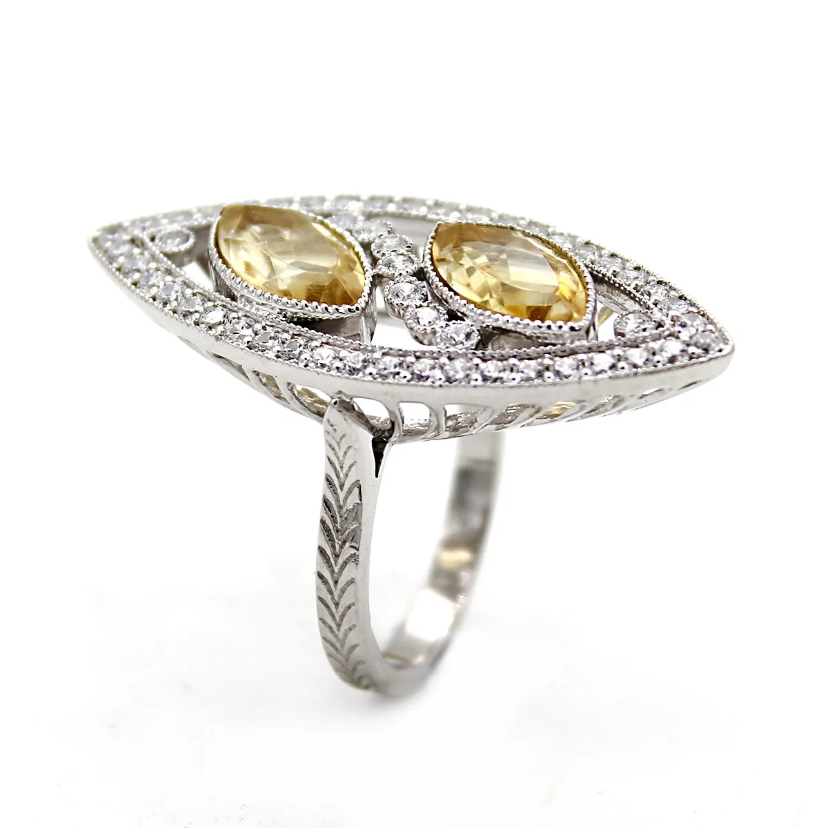 Citrine Edwardian Style Statement Ring