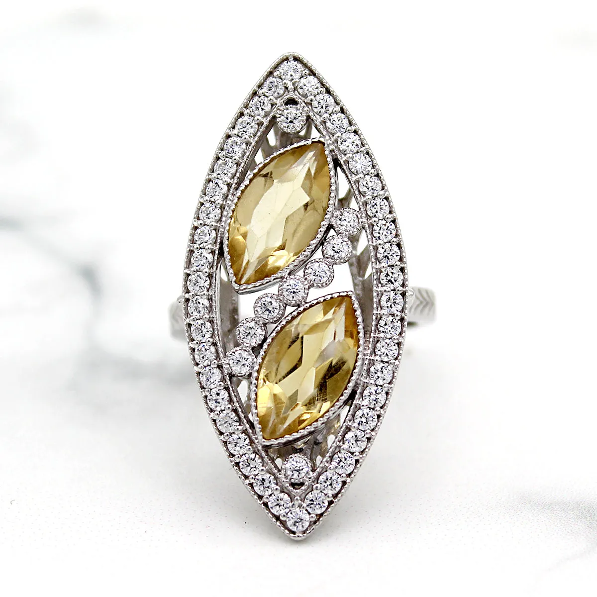 Citrine Edwardian Style Statement Ring