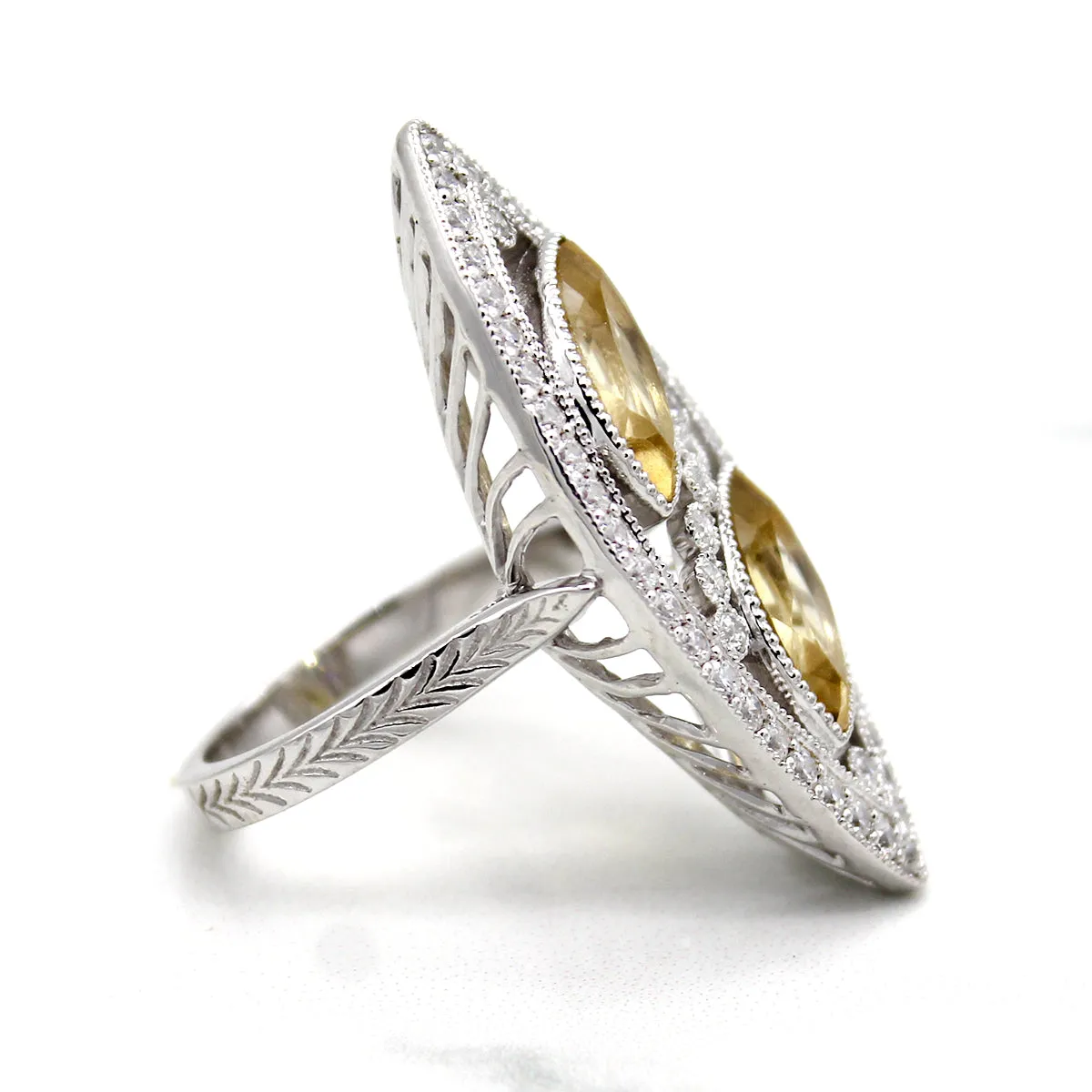 Citrine Edwardian Style Statement Ring