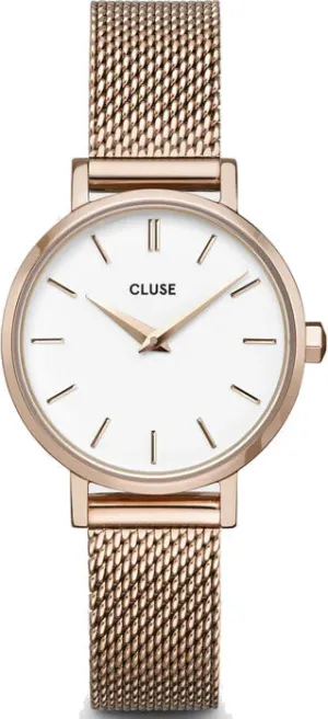 CLU Watch Boho Chic Petite Mesh White Rose Gold