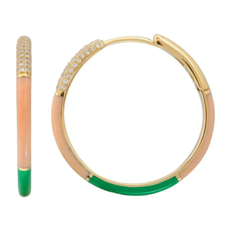 Color Block Enamel Hoop Earrings 24mm