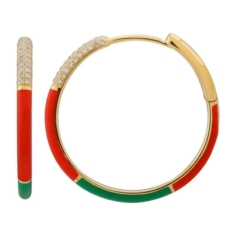 Color Block Enamel Hoop Earrings 24mm