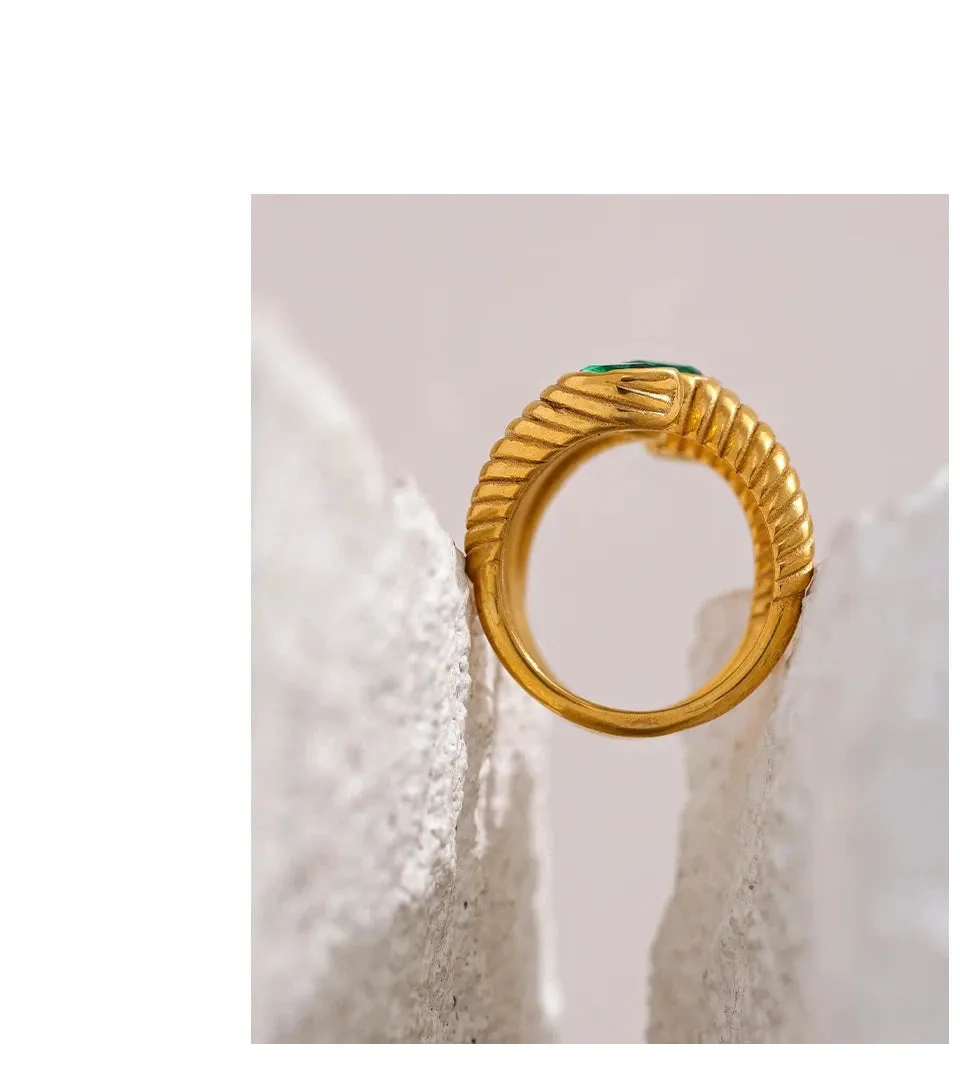 Cubic Zirconia Snake Shaped Ring