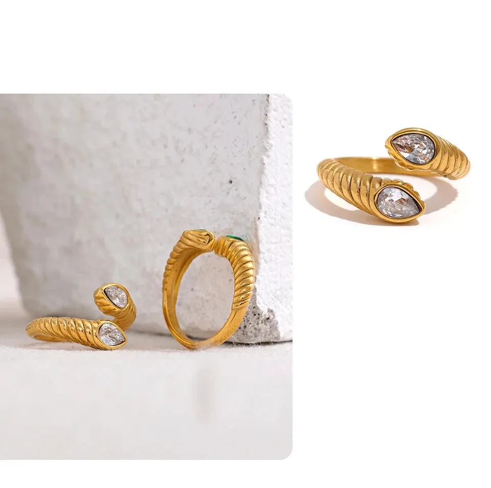 Cubic Zirconia Snake Shaped Ring