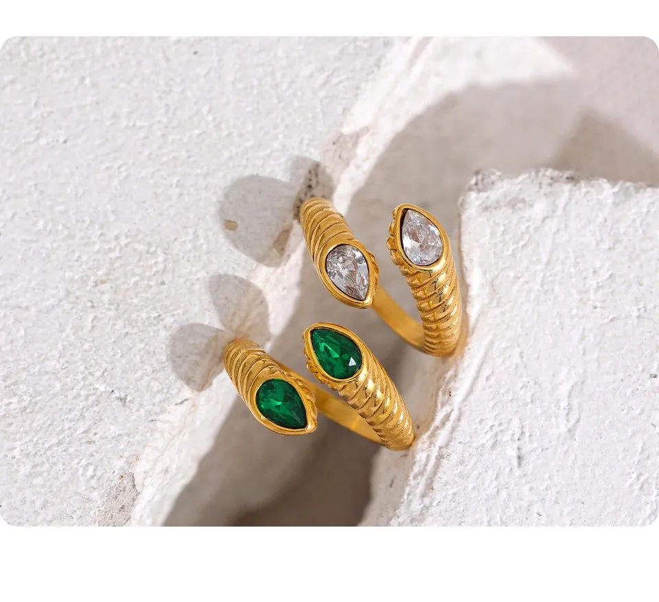 Cubic Zirconia Snake Shaped Ring