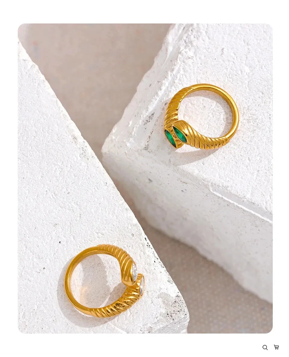 Cubic Zirconia Snake Shaped Ring
