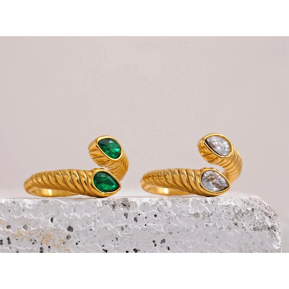 Cubic Zirconia Snake Shaped Ring