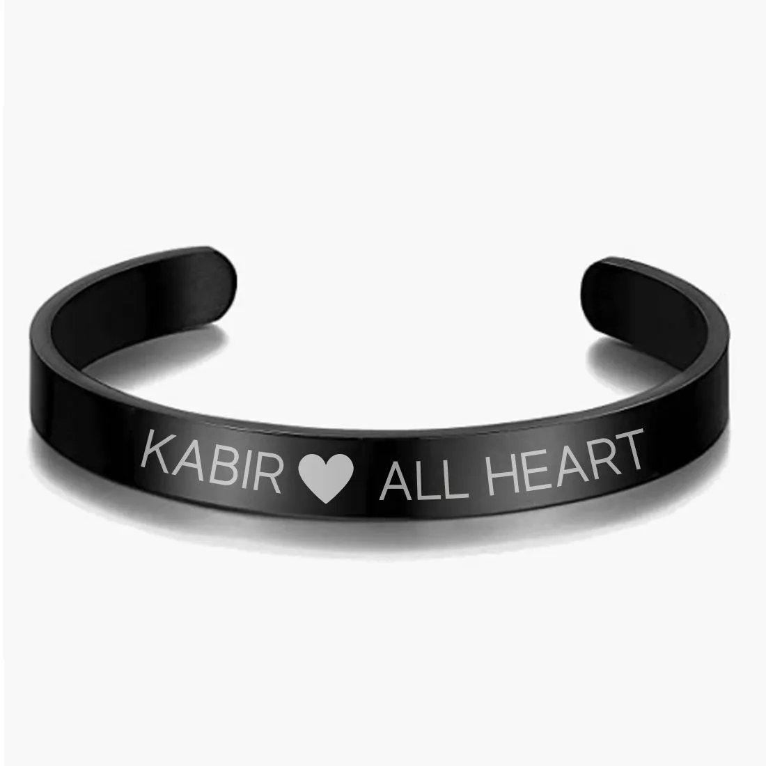 Custom Bracelets for Men Engraved Name Valentines Day Gift - Rose Gold Plated/Black Rhodium/Gold Plated - Heart