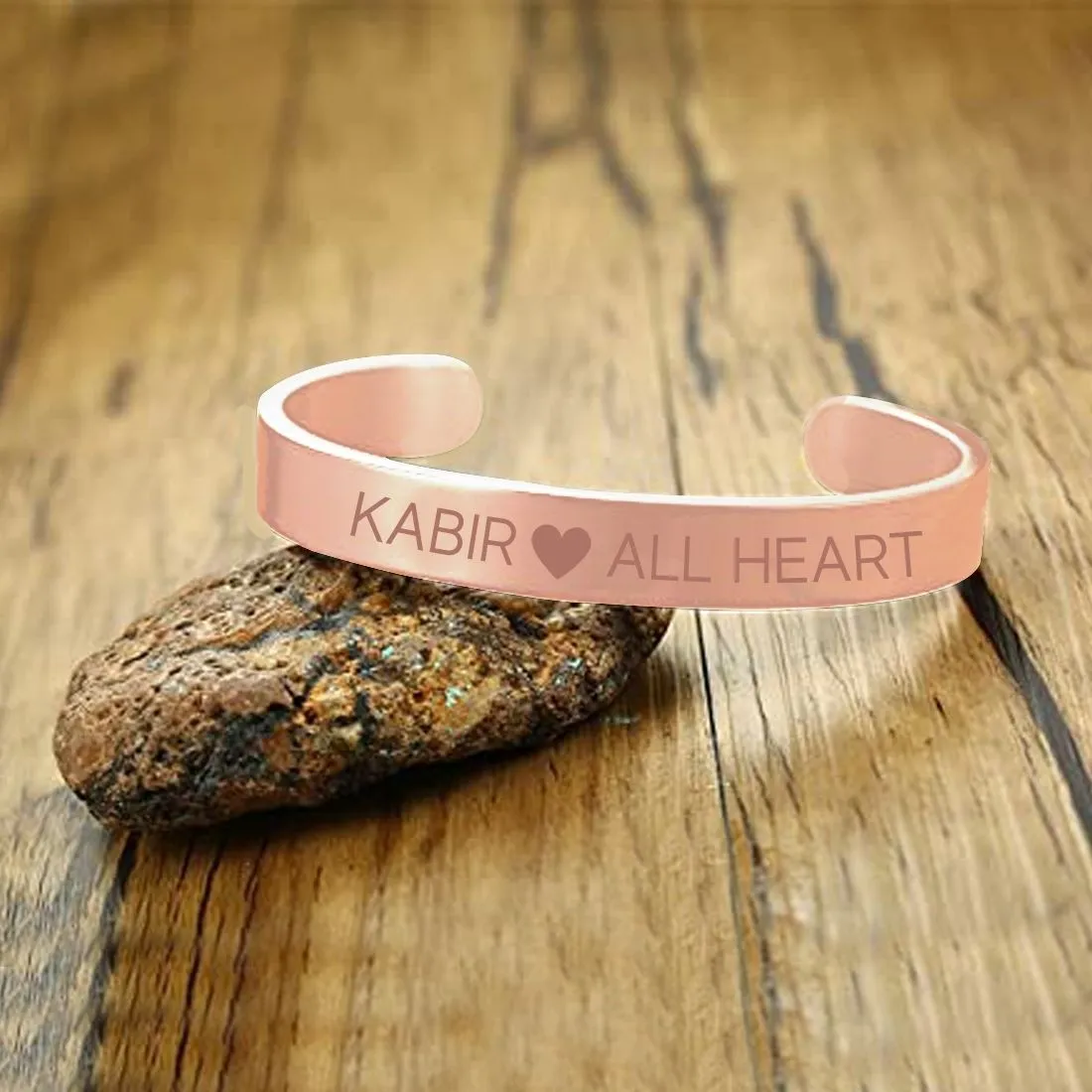 Custom Bracelets for Men Engraved Name Valentines Day Gift - Rose Gold Plated/Black Rhodium/Gold Plated - Heart