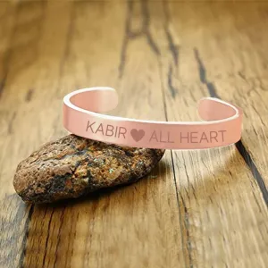 Custom Bracelets for Men Engraved Name Valentines Day Gift - Rose Gold Plated/Black Rhodium/Gold Plated - Heart