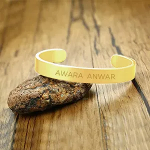 Custom Name Bracelets Kada Oval Cuff Bracelet for Men - Rose Gold Plated/Black Rhodium/Gold Plated - Name