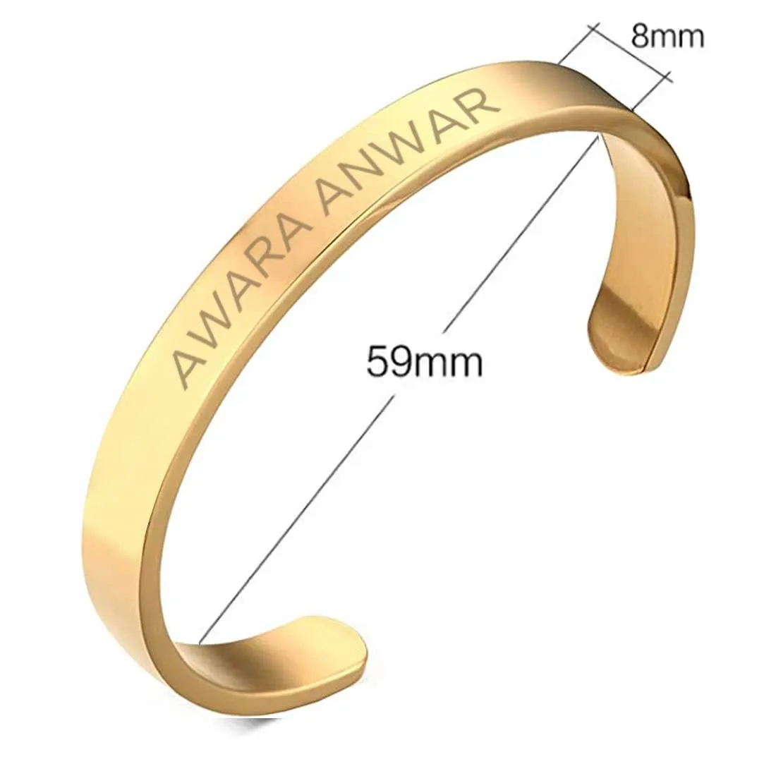 Custom Name Bracelets Kada Oval Cuff Bracelet for Men - Rose Gold Plated/Black Rhodium/Gold Plated - Name