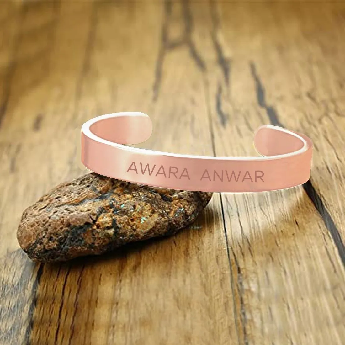 Custom Name Bracelets Kada Oval Cuff Bracelet for Men - Rose Gold Plated/Black Rhodium/Gold Plated - Name