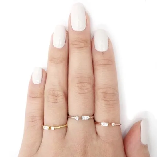 CZ Baguette Open Ring