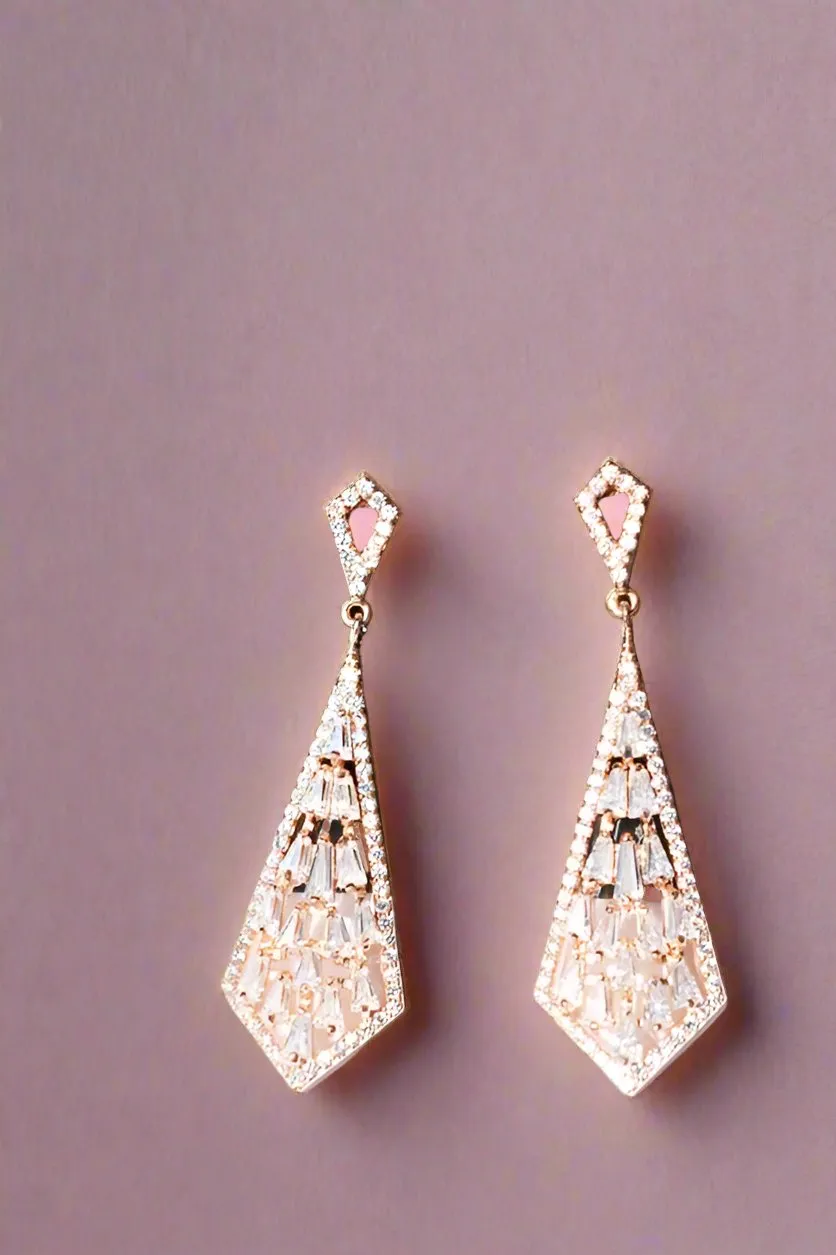 CZ Rose Gold Glam Dangle Earrings