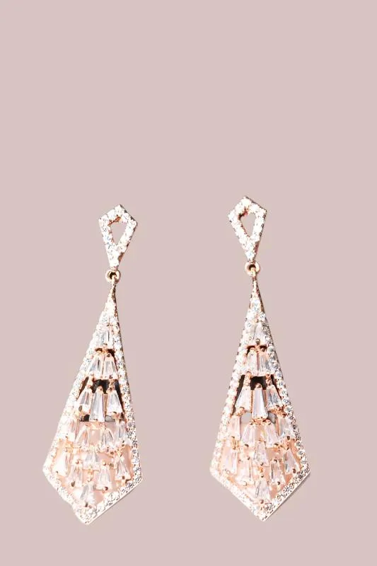 CZ Rose Gold Glam Dangle Earrings