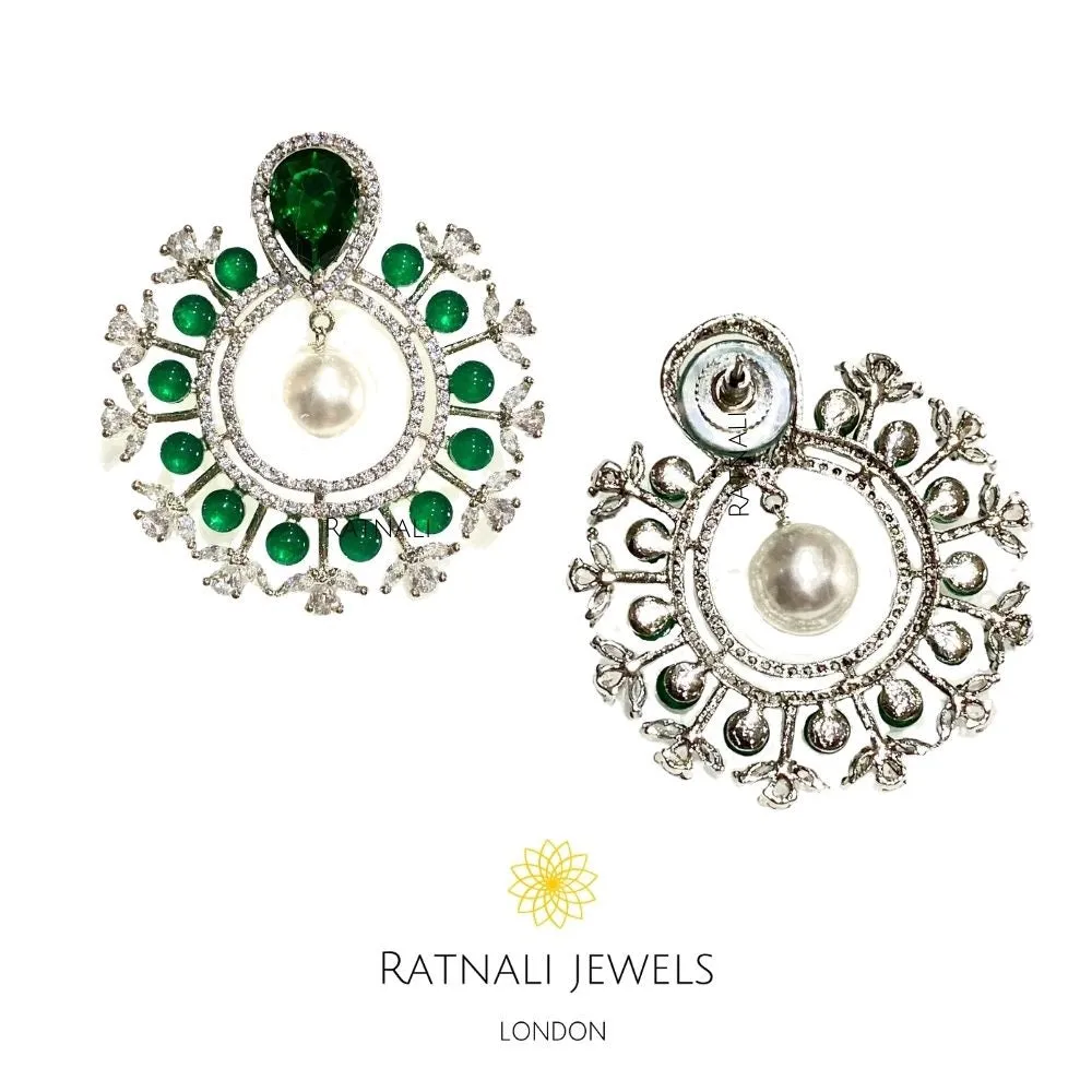 Dazzle | Diamond Emerald Statement Hoop Style Earrings
